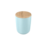 Porta Algodão em Cerâmica Azul com Tampa de Bambu Osaka - Ela Decora