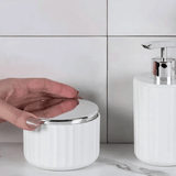 Porta Algodão Groove Branco e Cromado - Ela Decora