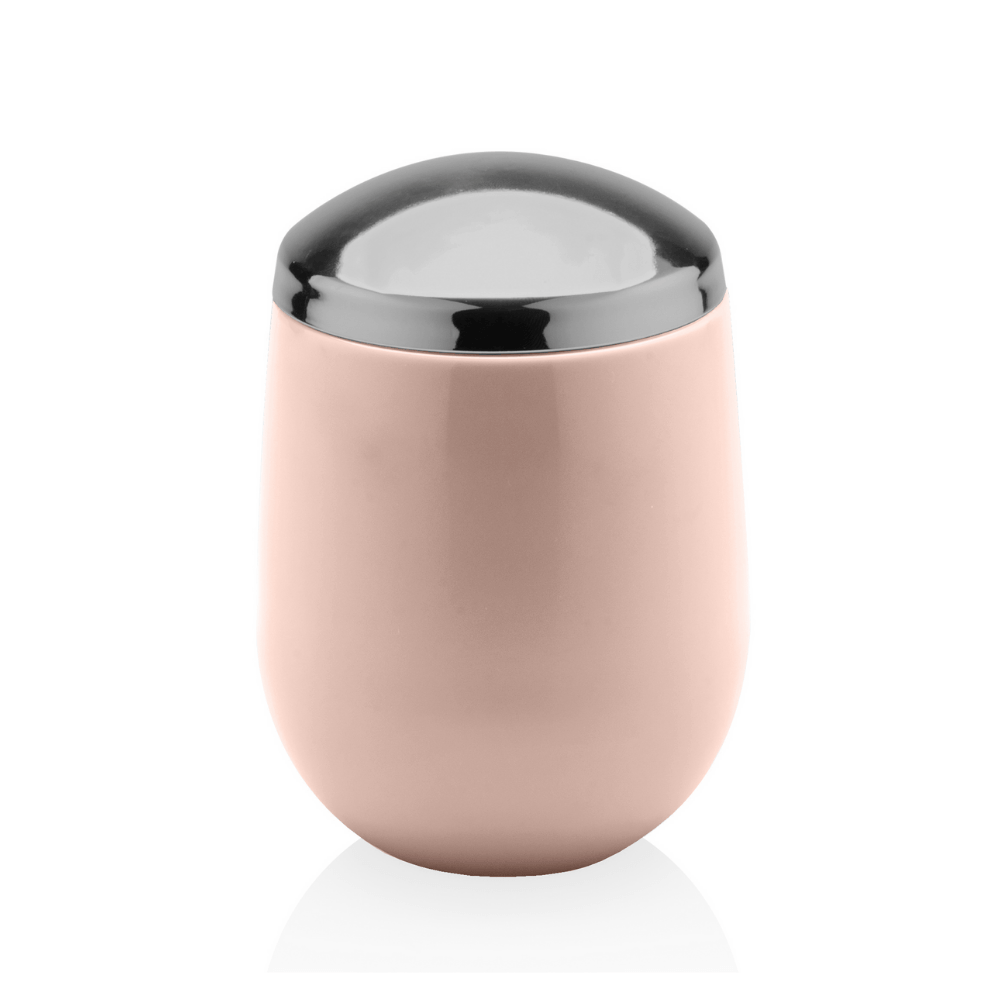 Porta Algodão New Belly Rosa Nude e Cromado - 8,5 cm - Ela Decora