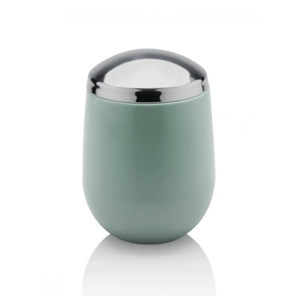 Porta Algodão New Belly Verde e Cromado - 8,5 cm - Ela Decora