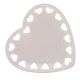 Porta Anéis de Cerâmica Coração Branco 14cm - Ela Decora