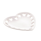Porta Anéis de Cerâmica Coração Branco 14cm - Ela Decora