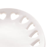 Porta Anéis de Cerâmica Coração Branco 14cm - Ela Decora