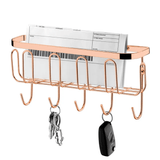 Porta Chaves Organizador para Correspondências com Ganchos Rose Gold - Ela Decora