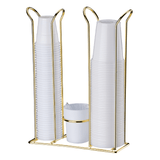 Porta Copos Descartáveis 200ml - 50/80ml Com Porta Mexedor Dourado - Ela Decora