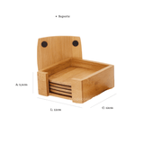 Porta Copos Quadrado com Suporte em Bambu 12cm - Ela Decora