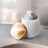 Porta Cotonete e Algodão Branco e Dourado - Ela Decora