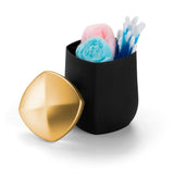 Porta Cotonete E Algodão Linha Conceito Preto Com Dourado Fosco - Ela Decora