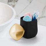 Porta Cotonete E Algodão Linha Conceito Preto Com Dourado Fosco - Ela Decora