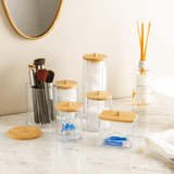 Porta Cotonetes Retangular com Tampa de Bambu My Box - Ela Decora