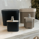 Porta Detergente Dispenser 500ml Flat Preto e Cinza - Ela Decora