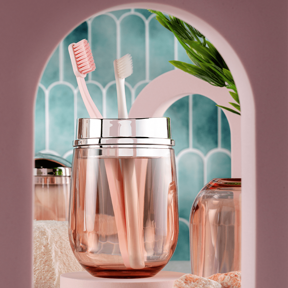 Porta Escova Belly Soft Rosa Nude Translúcido - 20 cm - Ela Decora