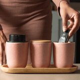 Porta Escova Cerâmica Rosa Osaka - Ela Decora