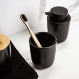 Porta Escova de Dente Cerâmica Preta Osaka - Ela Decora