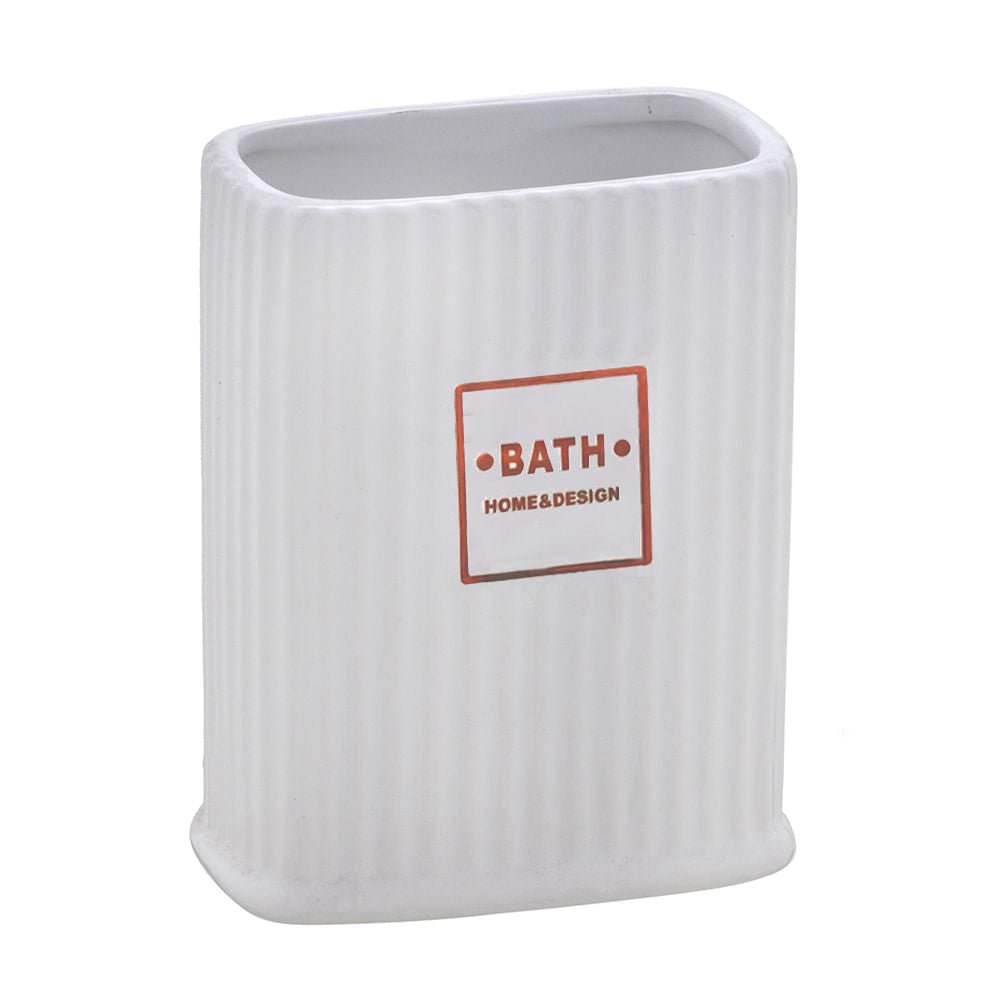Porta Escova de Dente em Cerâmica Branco 12cm - Ela Decora
