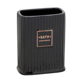 Porta Escova de Dente em Cerâmica Preto 12cm - Ela Decora