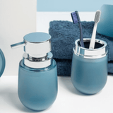 Porta Escovas e Pasta de Dente Com Tampa Belly Soft Azul Glacial - 20 cm - Ela Decora