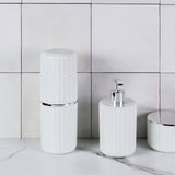 Porta Escovas Groove Branco e Cromado - Ela Decora