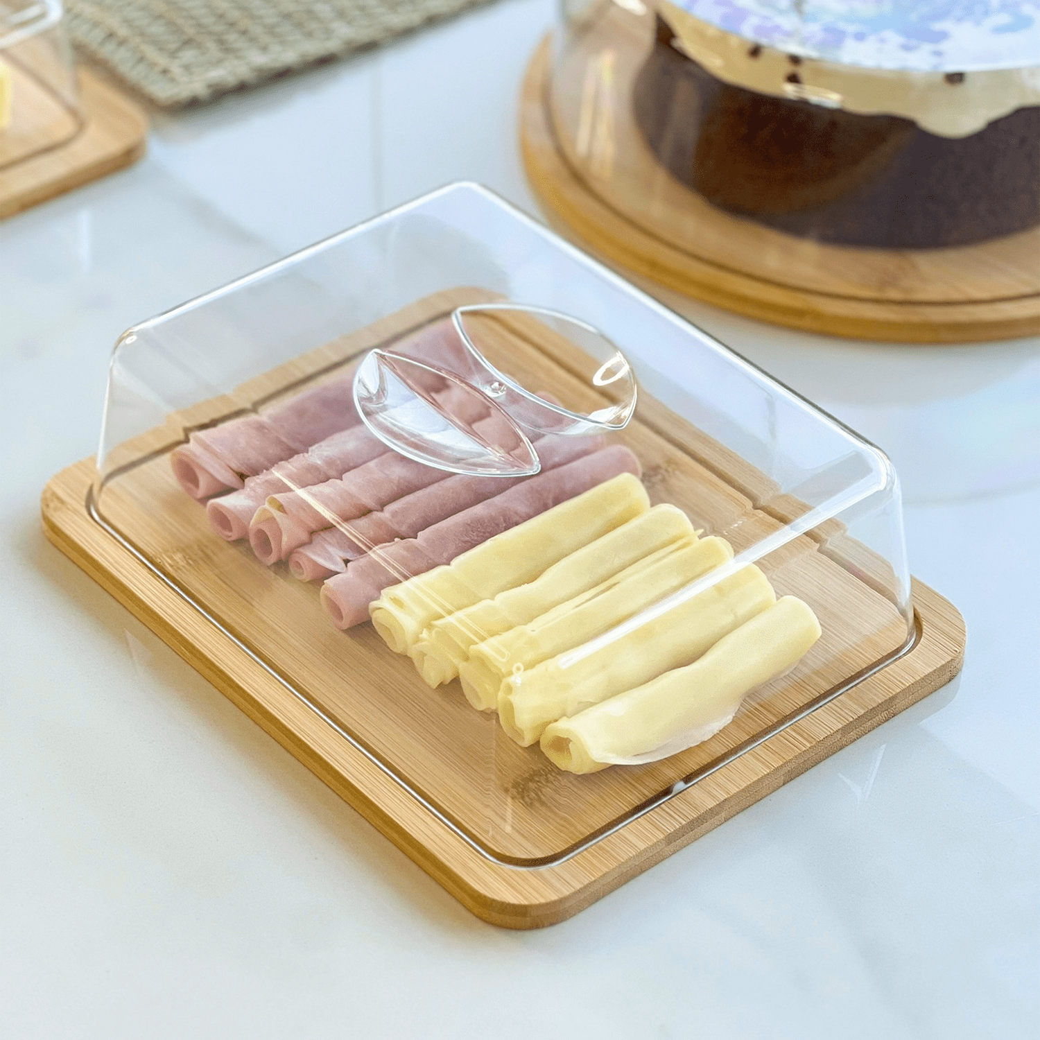 Porta Frios em Bambu com Tampa Ecokitchen 24cm - Ela Decora