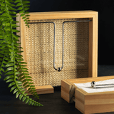 Porta Guardanapos de Madeira com Fundo Sisal e Aramado 16cm - Ela Decora