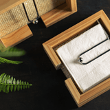 Porta Guardanapos de Madeira com Fundo Sisal e Aramado 16cm - Ela Decora