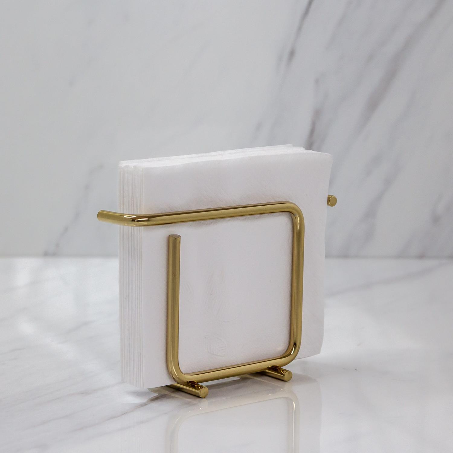 Porta Guardanapos de Papel Pequeno Design Moderno Aço Dourado - Ela Decora