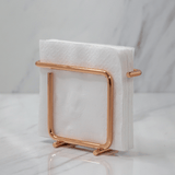 Porta Guardanapos de Papel Pequeno Design Moderno Aço Rose Gold - Ela Decora