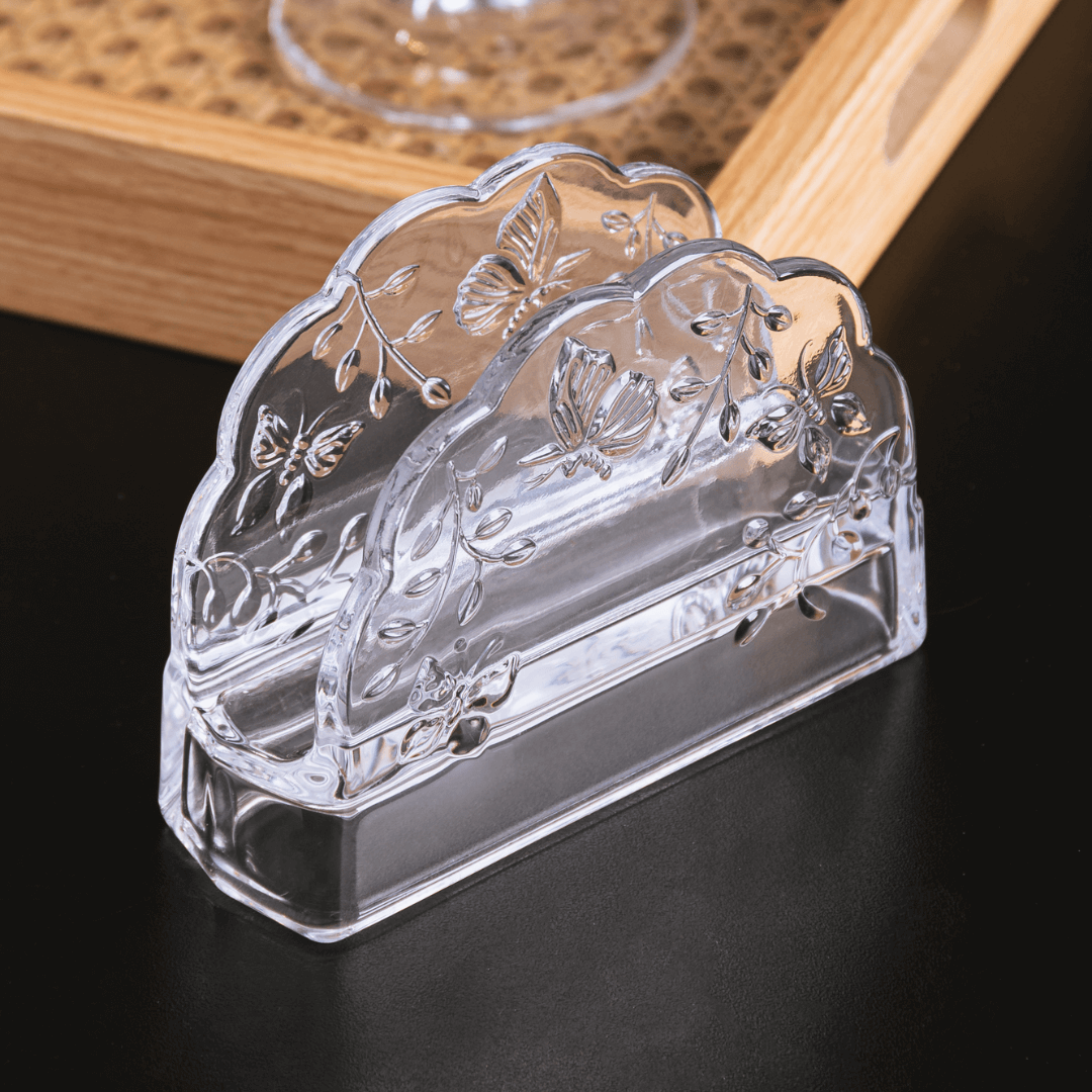 Porta Guardanapos em Cristal Ecológico New Butterfly 10,5cm - Ela Decora