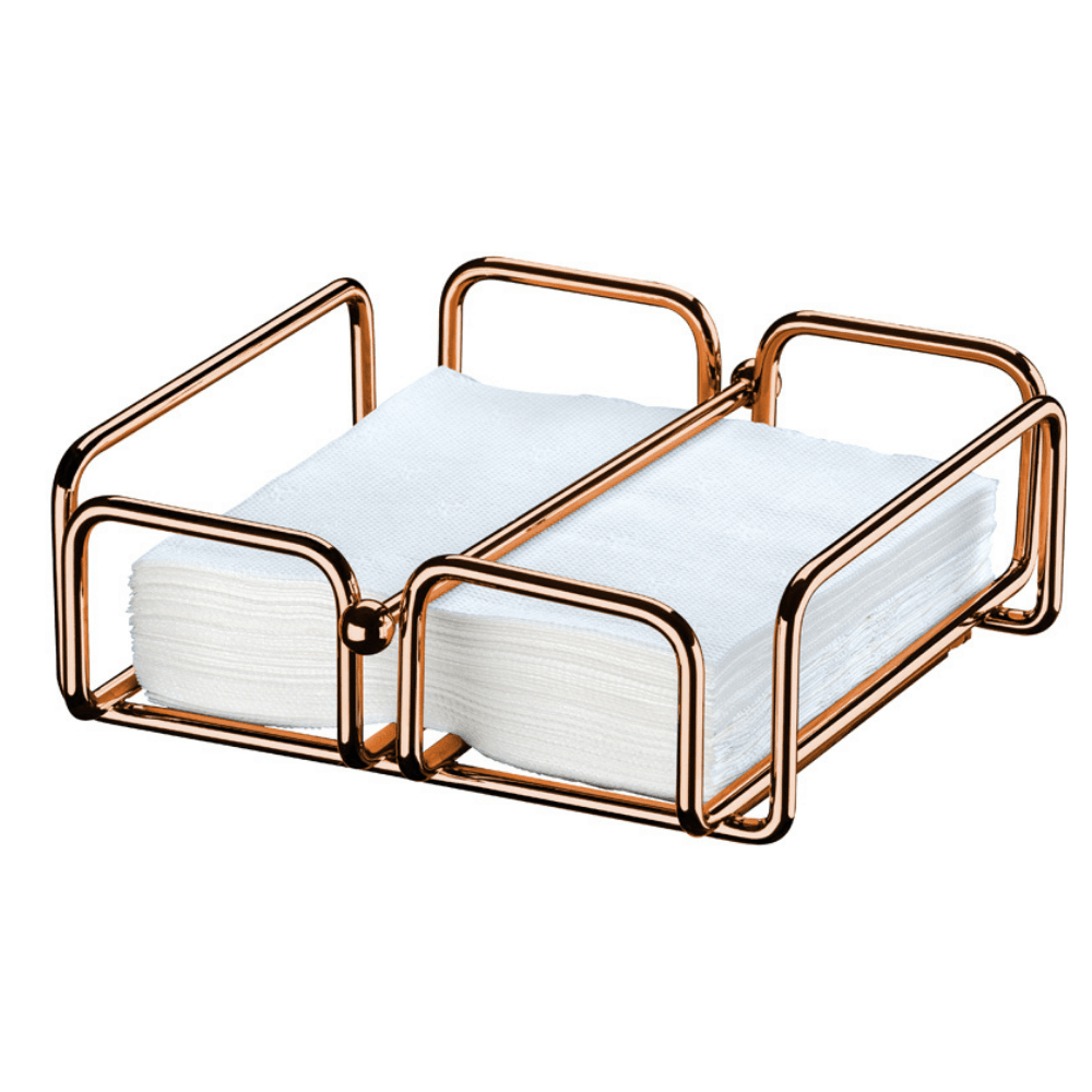 Porta Guardanapos Grande com Peso Aço Rose Gold - Ela Decora
