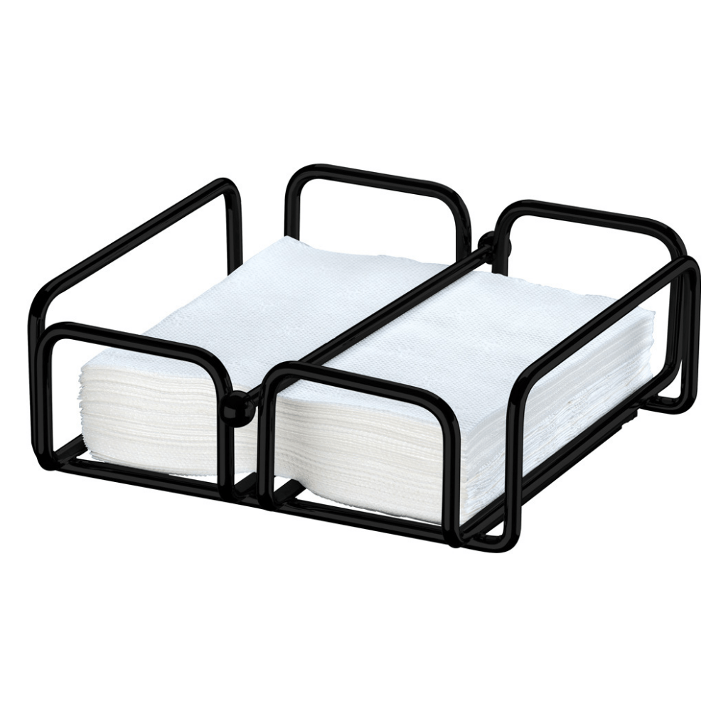 Porta Guardanapos Grande Preto Fosco Linha Black - Ela Decora