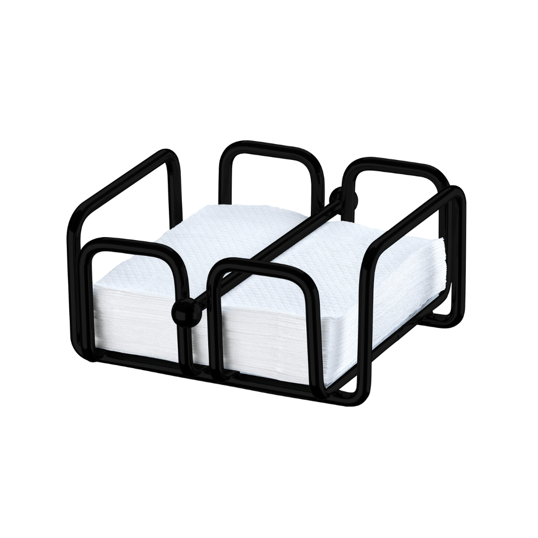 Porta Guardanapos Pequeno com Peso Preto Fosco 14cm - Ela Decora