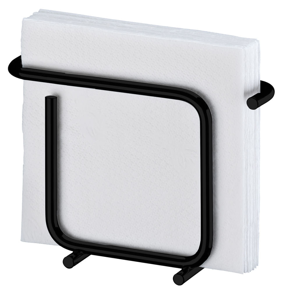 Porta Guardanapos Pequeno Preto Fosco Linha Black - Ela Decora