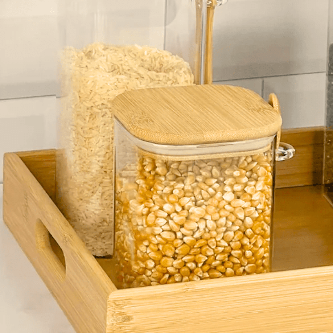 Porta Mantimento em Vidro Borossilicato com Tampa e Colher de Bambu 1,1 Litros - Ela Decora