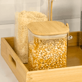 Porta Mantimento em Vidro Borossilicato com Tampa e Colher de Bambu 1,1 Litros - Ela Decora