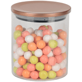 Porta Mantimento Redondo em Vidro Borossilicato com Tampa Rose Gold 400ml - Ela Decora