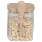 Porta Mantimento Vidro Borossilicato com Tampa e Colher de Bambu 800ml - Ela Decora