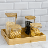 Porta Mantimento Vidro Borossilicato com Tampa e Colher de Bambu 800ml - Ela Decora