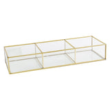 Porta Objetos de Vidro e Metal Dourado 33 cm - Ela Decora