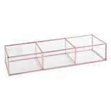 Porta Objetos de Vidro e Metal Rose Gold 33 cm - Ela Decora