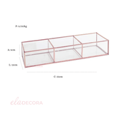 Porta Objetos de Vidro e Metal Rose Gold 33 cm - Ela Decora