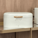 Porta Pão de Metal com Alça de Madeira Off White - Ela Decora