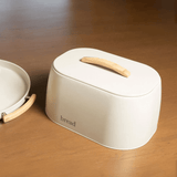 Porta Pão Sense com Alça de Bambu Bege 33,5cm - Ela Decora