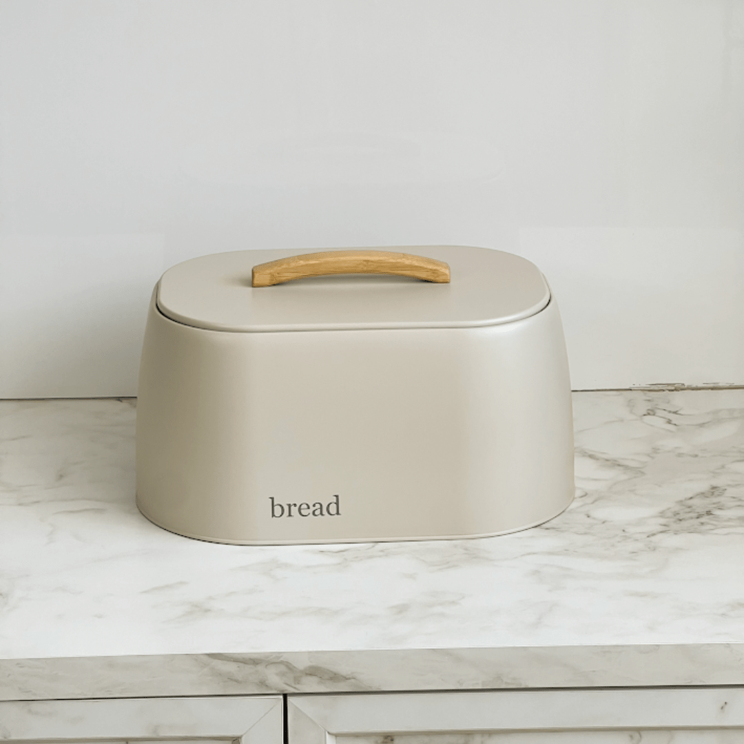 Porta Pão Sense com Alça de Bambu Bege 33,5cm - Ela Decora
