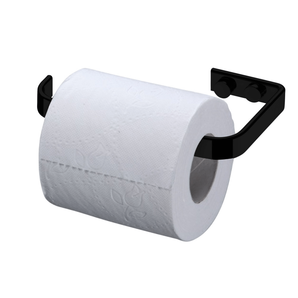 Porta Papel Higiênico Aço Piatina Preto Fosco Linha Black - Ela Decora