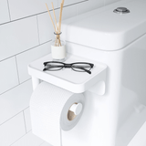 Porta Papel Higiênico com Porta Objeto Fixação Adesivo Branco Linha Flex - Ela Decora