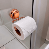 Porta Papel Higiênico em Aço Com Ventosa Rose Gold Luxo - Ela Decora