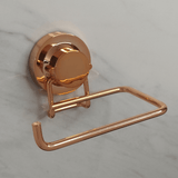 Porta Papel Higiênico em Aço Com Ventosa Rose Gold Luxo - Ela Decora