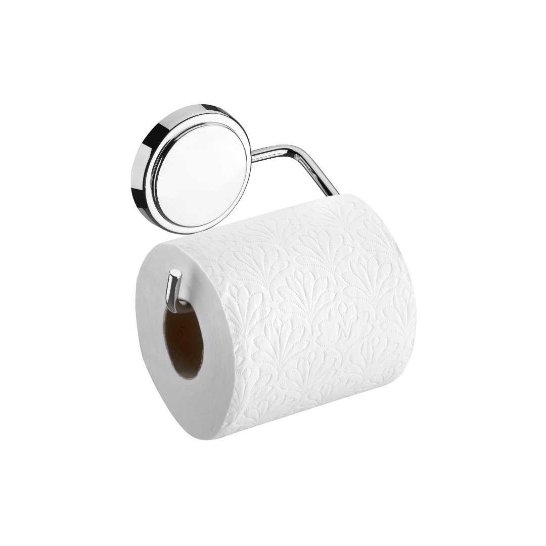 Porta Papel Higiênico Fixação por Adesivo Cromado 12,5cm - Ela Decora