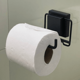 Porta Papel Higiênico Fixação Ventosa Preto - Ela Decora