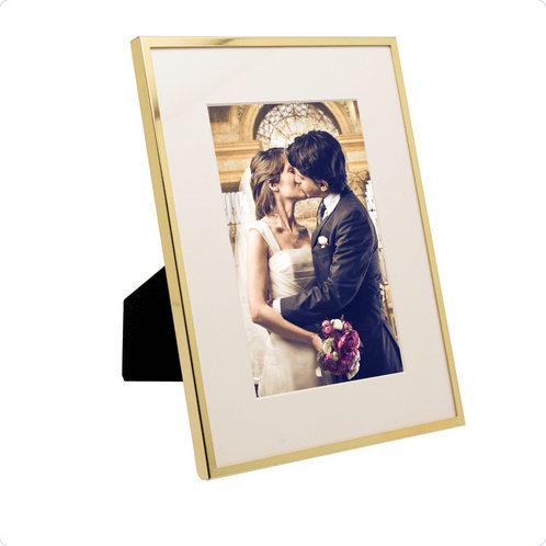 Porta Retrato em Aço Inox Basic Dourado 10cm x 15cm - Ela Decora